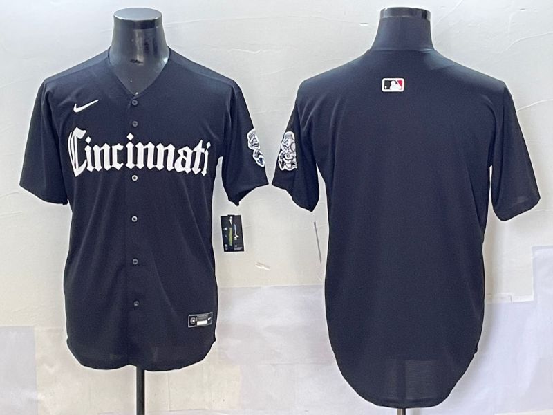 Men 2025 Cincinnati Reds Blank Black Five generations Joint Name Nike MLB Jersey style 1
